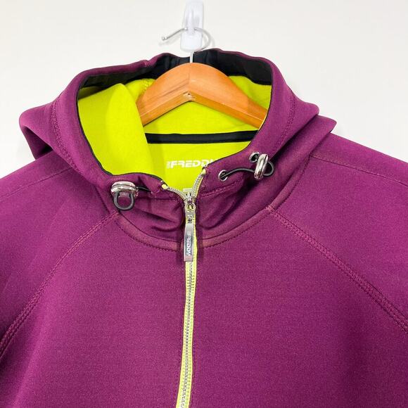 Freddy Italian‎ Breathable Water Resistant Hoodie M Purple Curved Zip Surfing - Picture 3 of 15
